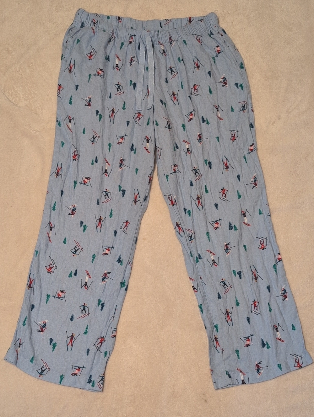 Joyspun Woman's Light Blue Winter Print Pajamas Size Large 12-14